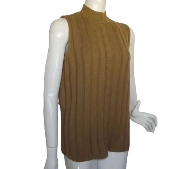 new MAGGIE MCNAUGHTON Sweater/Knit Top, 1X, Sleeveless, Caramel Brown - Picture 2 of 12